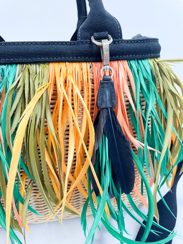 Bolsa Prada Midollino Piume Colorida Original