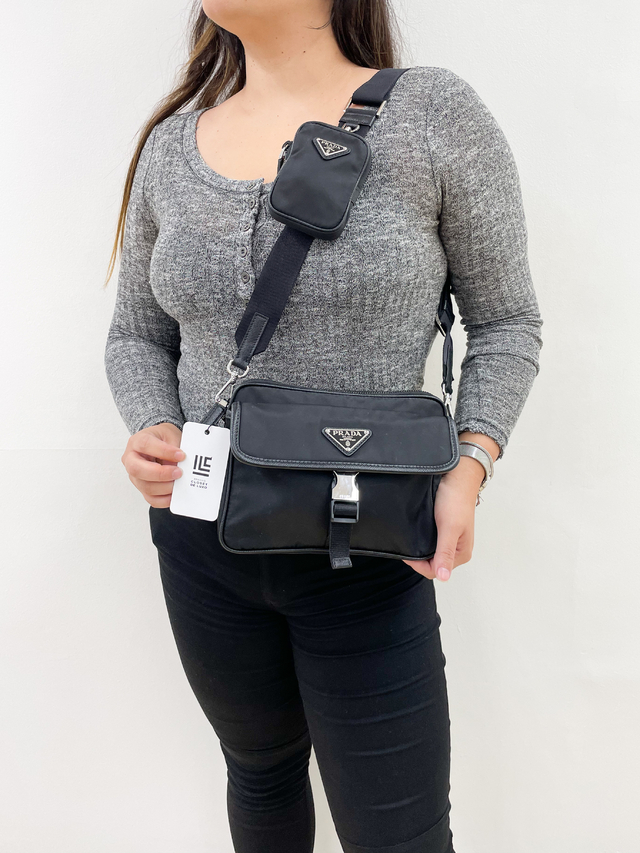 Bolsa Prada Re Nylon Preta Clutch