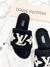 Slide Louis Vuitton Passeo Flat Comfort Shearling Preta 38BR - Brechó Closet de Luxo