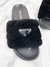Slide Prada Shearling Fur Logo Preta 35Br - comprar online