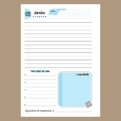 (Col5 - Azul) Miolo de Agenda Escolar Permanente 1DPP A5 382p 75g