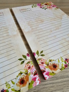 (Floral Vintage) Miolo Impresso Caderno A5 14,8x21cm aprox. 100fls 90g - loja online