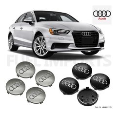 4x Calotas Roda Audi A3 A4 A6 A8 60mm Cinza Preto Original