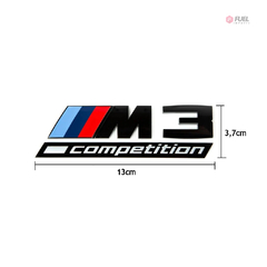 Emblema Traseira BMW M3 Competition Motorsport M Sport Preto Brilho/Fosco 13cm - FUEL IMPORTS