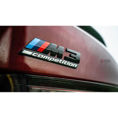 Emblema Traseira BMW M3 Competition Motorsport M Sport Preto Brilho/Fosco 13cm - loja online