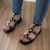 Sandália Couro Preta Flatform Metais - comprar online