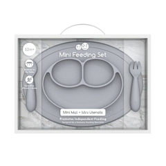 Set Plato + Cubiertos | Mini Feeding Set EZPZ® Color Gris