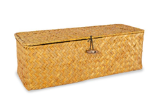 Caja grande de rattan natural con tapa y divisiones