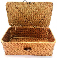 Caja de rattan natural con tapa - S M y L - La Fabricana