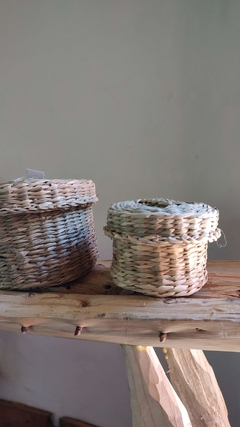 Cestito circular de seagrass con tapa - S y M - comprar online