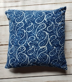 Funda de almohadon azul block print - 45 x 45 cm - varios diseños - tienda online