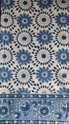Mantel Block Print - Flores azules - comprar online