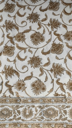 Mantel Block Print - Flores beige - comprar online