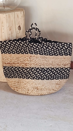 Bolso / Canasto de yute combinado con negro