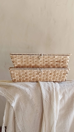 Caja larga con tapa de bamboo - comprar online