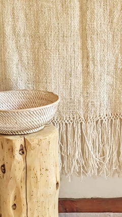 Cuenco de rattan blanco - 34 cm