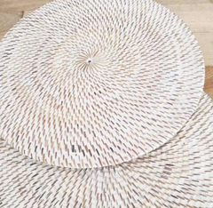 Individual de rattan blanco - 35 cm de diametro - comprar online