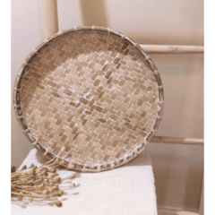 Bandeja de bamboo blanco 38 cm de diametro