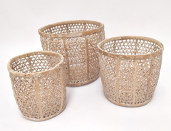 Cesto de rattan blanco calado - S M y L