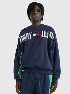 Moletom TOMMY JEANS ARCHIVE RELAXED FIT MIT LOGO - AZUL/VERDE na internet