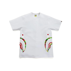 Camiseta Bape shark side psyche camo - branco