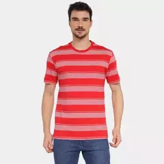 Camiseta Tommy Jeans Listras Masculina - Vermelho
