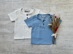 REMERA BOTONES COTTON NATURAL - comprar online