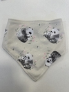 BABERO BANDANA DE ALGODON PANDAS BEIGE Y ROSA