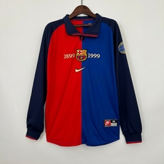 CAMISA RETRÔ DO BARCELONA - MANGA LONGA - 100 ANOS 98/99