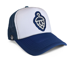 Gorra Trucker Blanca y Azul con Logo Gris