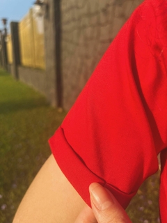 Camiseta Mulan - Feminina, vermelha, 100% algodão premium, bordada - loja online