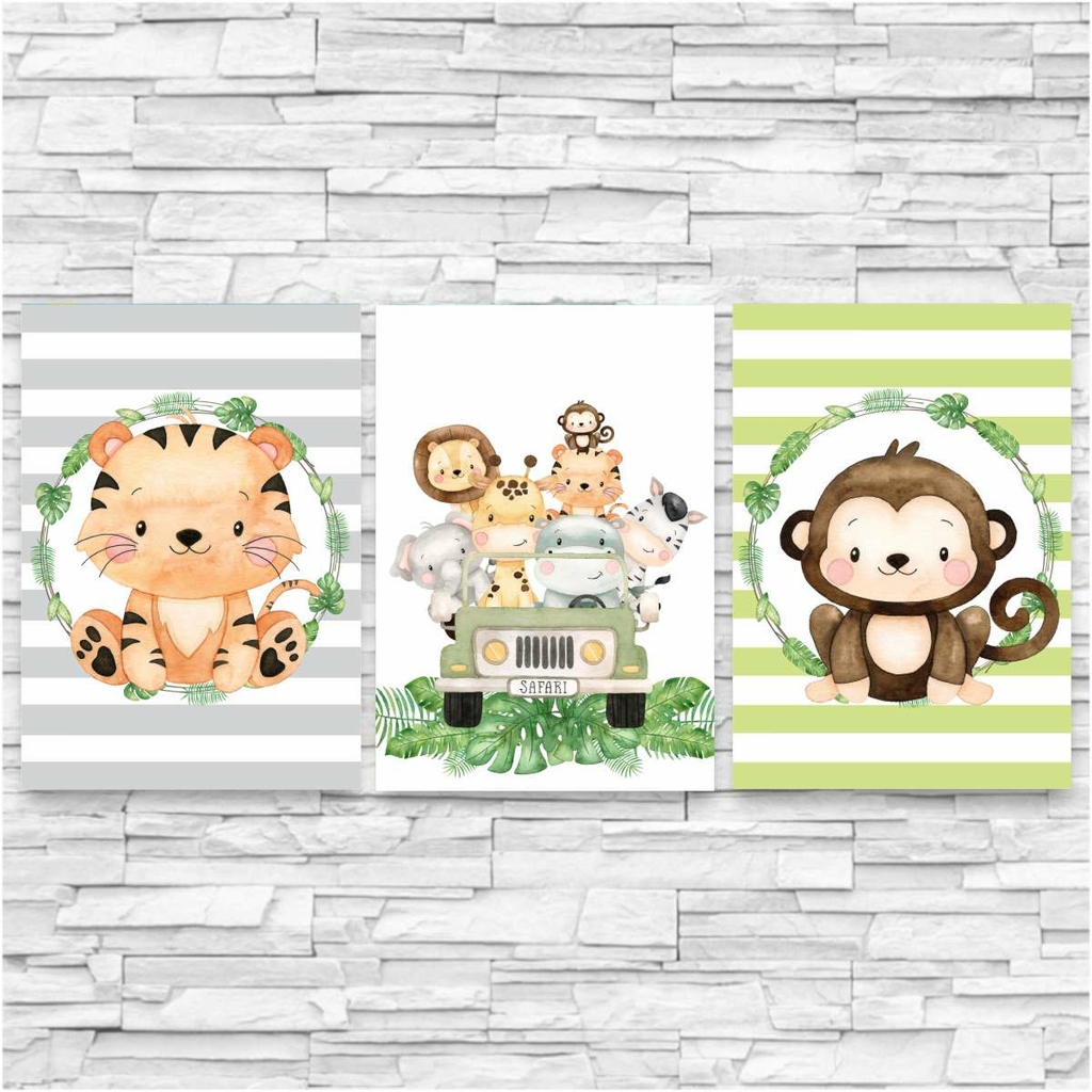 Jogo de 3 Quadros em MDF - Placas Decorativas - Decoração Quarto