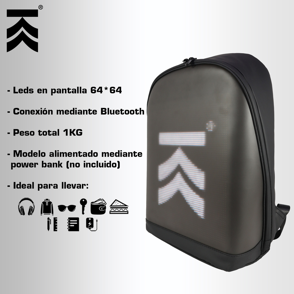 Mochila Led Kampak Kw 038 C laptop Carga Usb