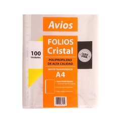 FOLIOS CRISTAL AVIOS A4 X 100 UNID.