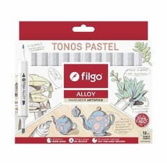 FILGO MARCADOR ARTISTICO ALLOY DOBLE PUNTA TONOS PASTEL X 12 ( 335336 )