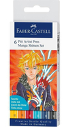 Faber Castell Estuche con 6 rotuladores Pitt Artist Pen, Manga Shônen ( 329012 )