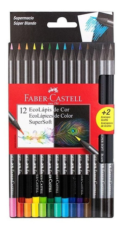 FABER CASTELL ECOLAPICES DE COLORES SUPERSOFT X 12+2