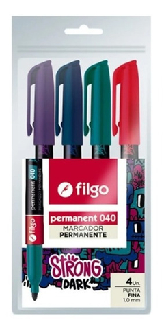 FILGO MARCADORES PERMANETES STRONG DARK X 4 COLORES ( 326773 )