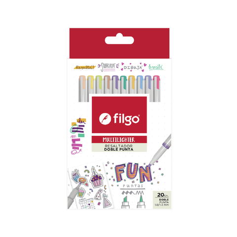 Resaltadores Finos Flúo/Pastel/Metalicos/Retro x 16 Filgo (328372) –  Improstock