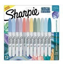 SHARPIE MARCADORE TROPICAL X 12 COLORES + 5 TARJETAS P/COLOREAR ( 326223 )