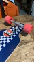 Longboard Rad Importado Drop Through Checker Stripe Azul 9" - Sportfanatic