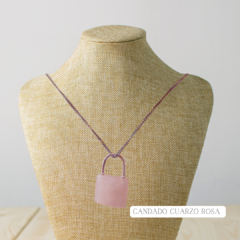 COLLAR CANDADO EN CUARZO ROSA