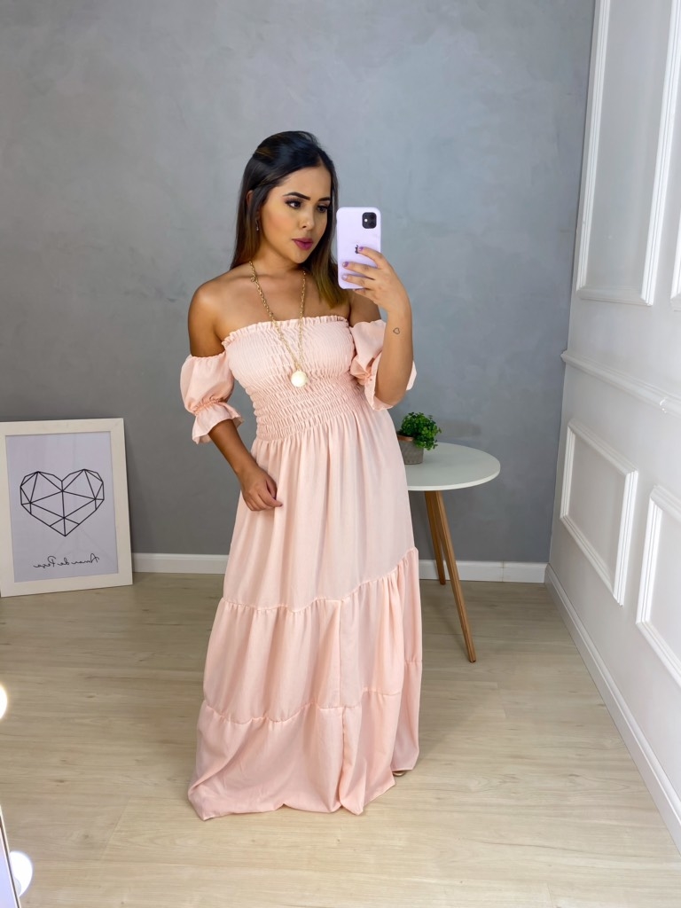 Vestido rosa hotsell bebê longo