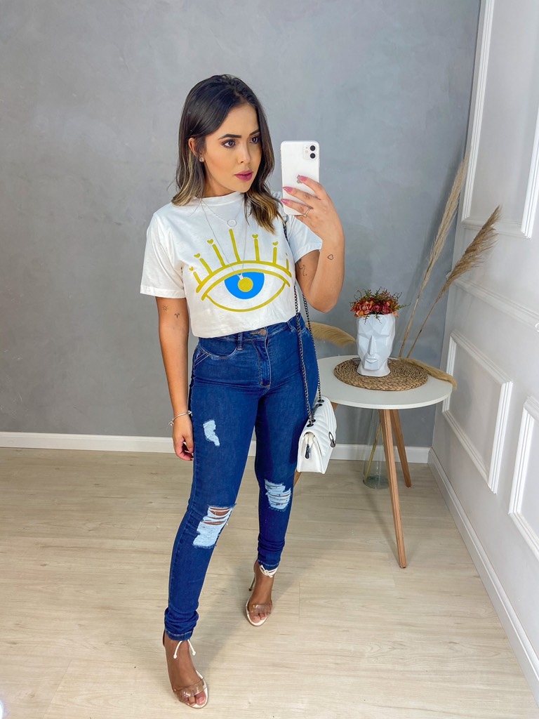 Calça jeans azul bic 2025