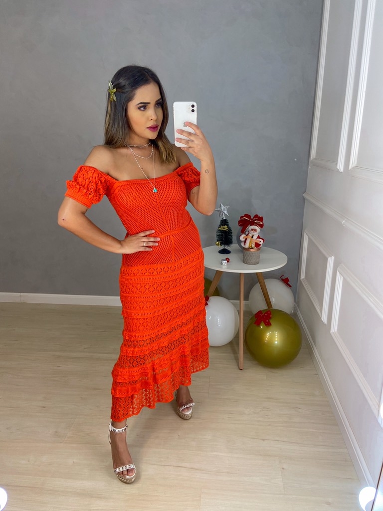 Vestido de Tricot Ciganinha Vermelho Amor de Pe a