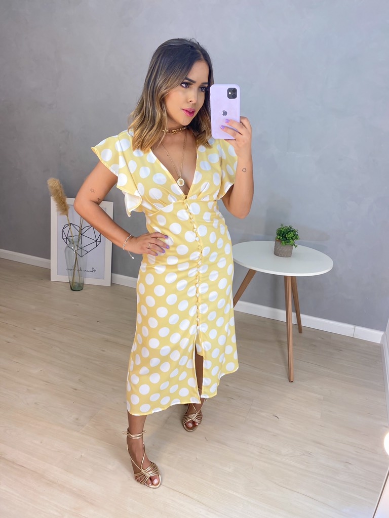 Vestido hotsell poá amarelo
