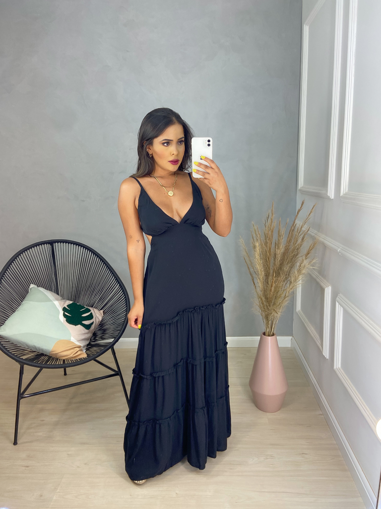 Vestido longo camadas sales
