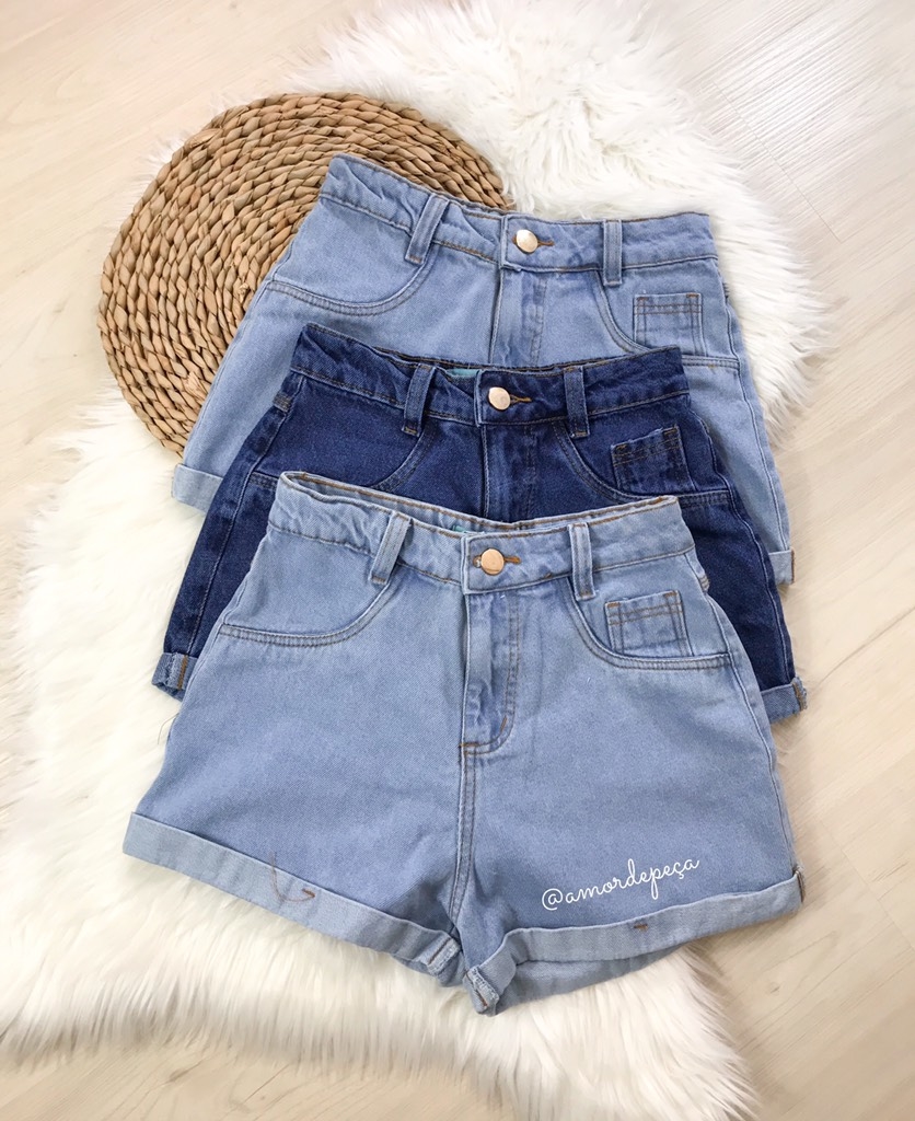 Short jeans de cós alto sales