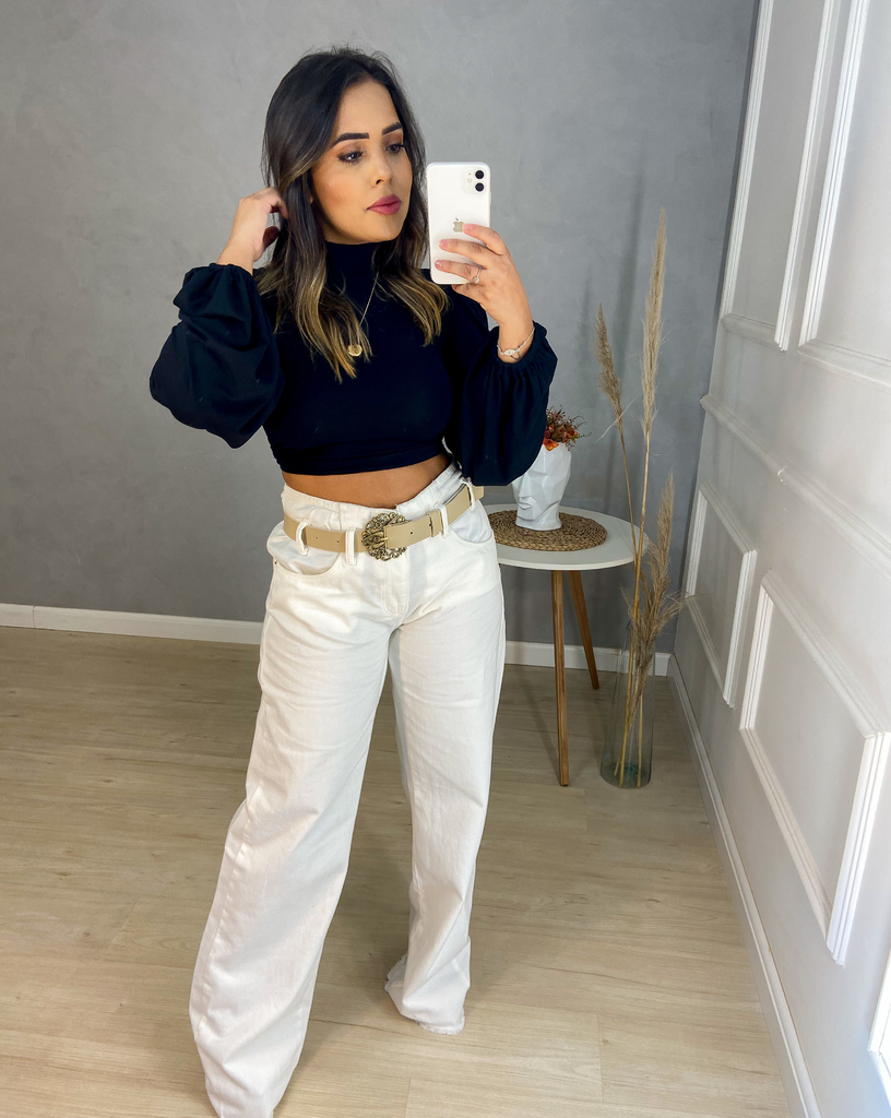 Calça Wide Leg Jeans Off White - Amor de Peça