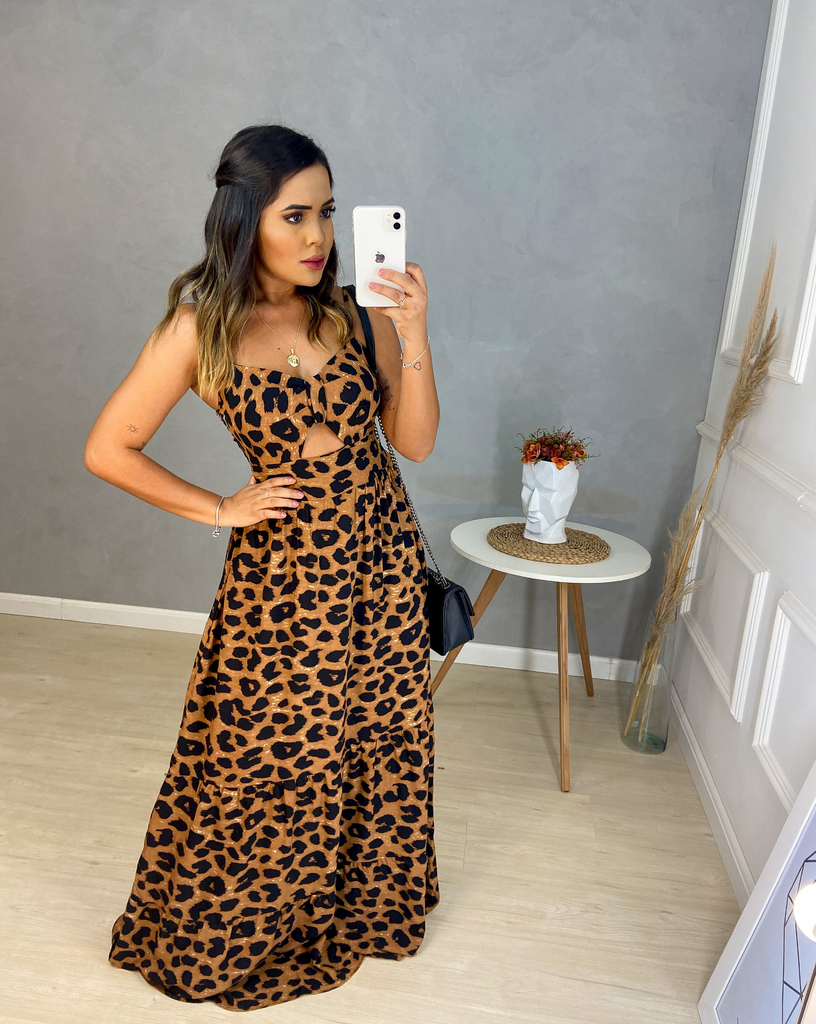 Vestido Longo em Camadas Animal Print - Amor de Peça